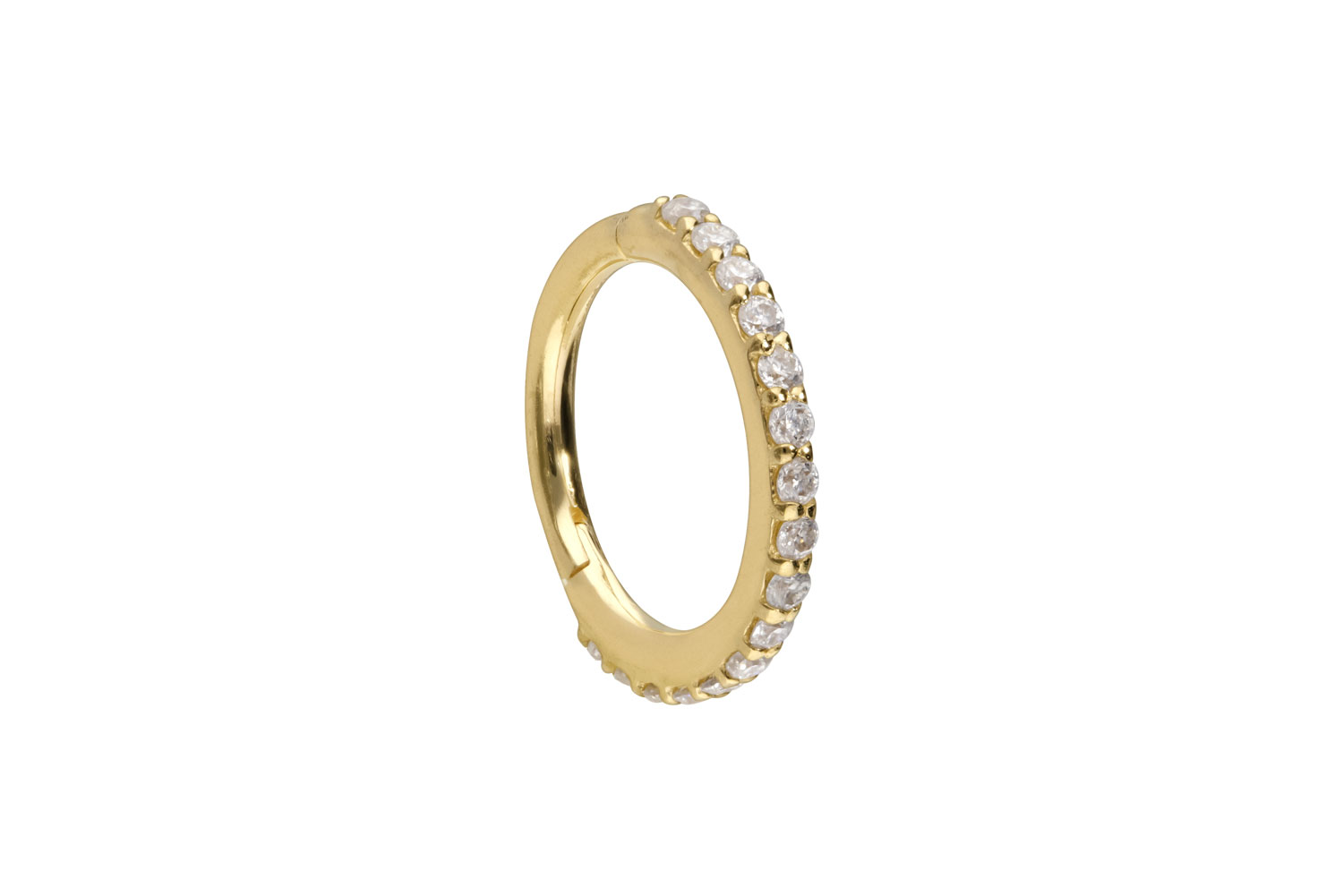 14/18 Karat Gold Segmentring Clicker EINGEFASSTE MOISSANITE