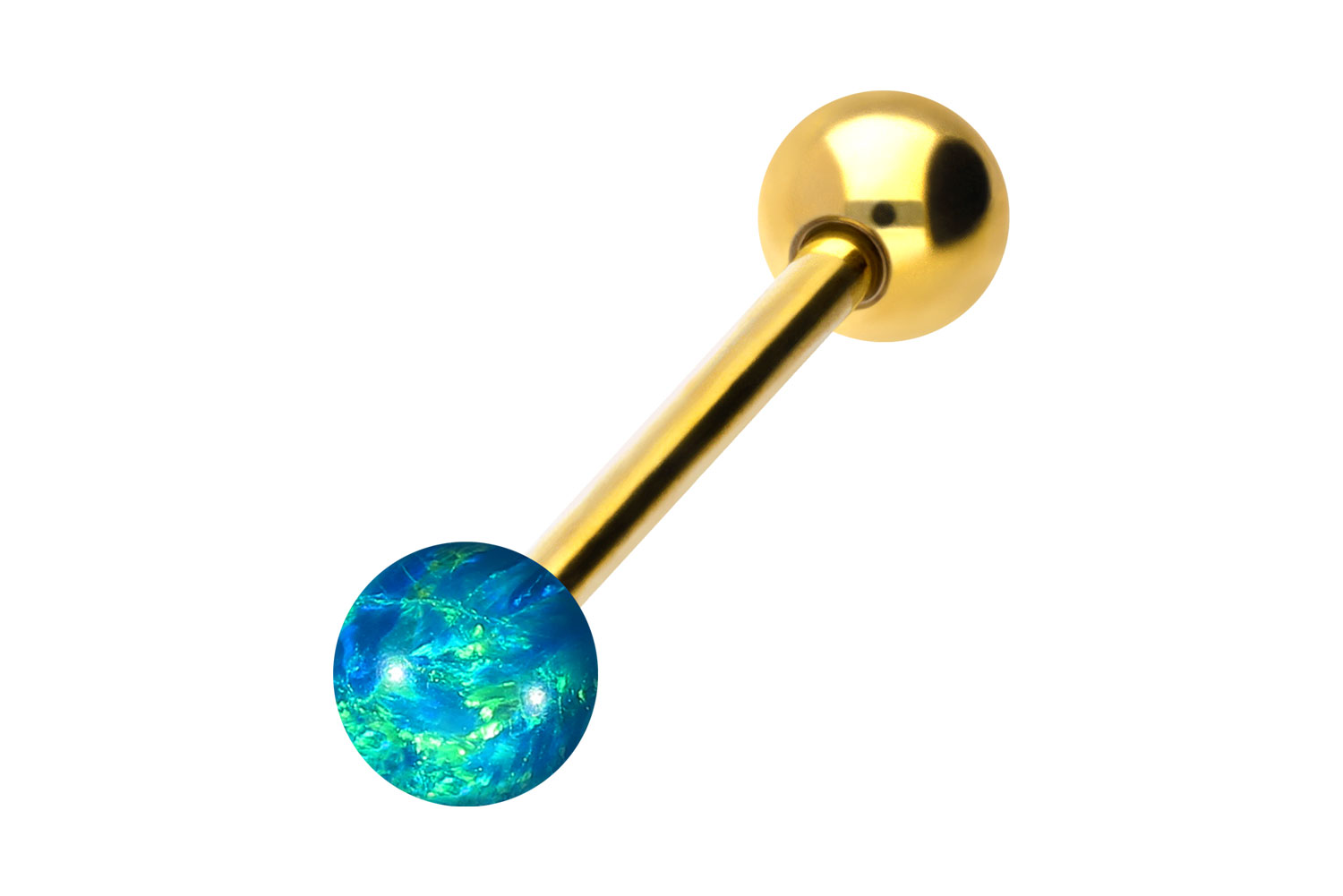 Chirurgenstahl Barbell SYNTHETISCHER OPAL + CHIRURGENSTAHL-KUGEL