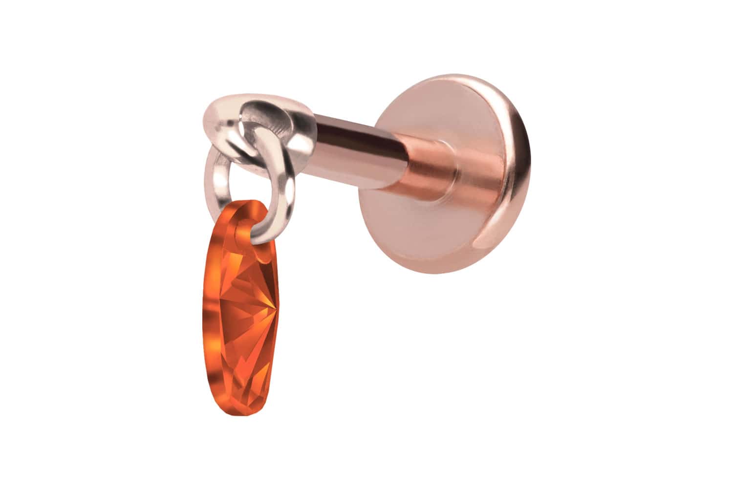 Titanium labret with internal thread CRYSTAL OVAL