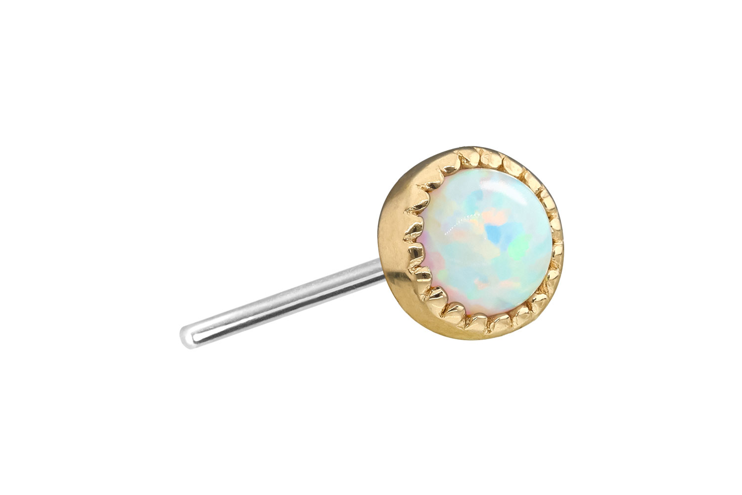 14 Karat Gold Aufsatz mit Titan Push Pin SYNTEHTISCHER OPAL