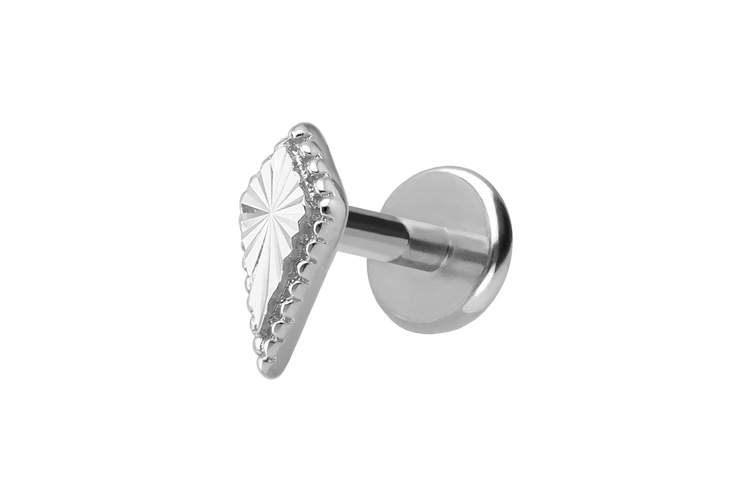 Titanium labret with internal thread + 925 silver attachment SHIELD