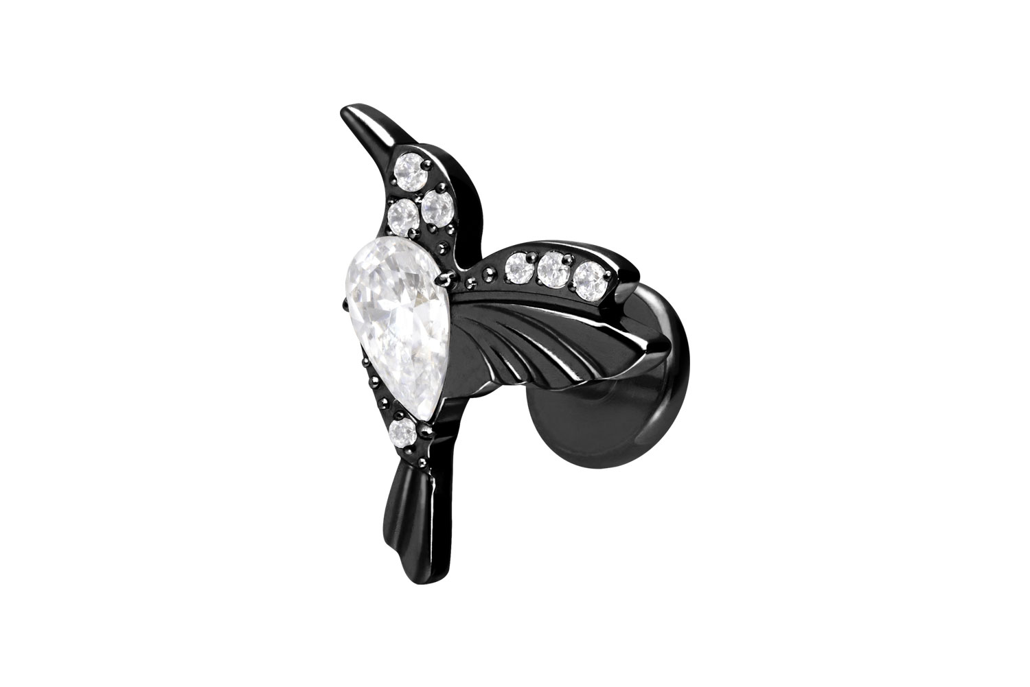 Titanium labret with internal thread HUMMINGBIRD