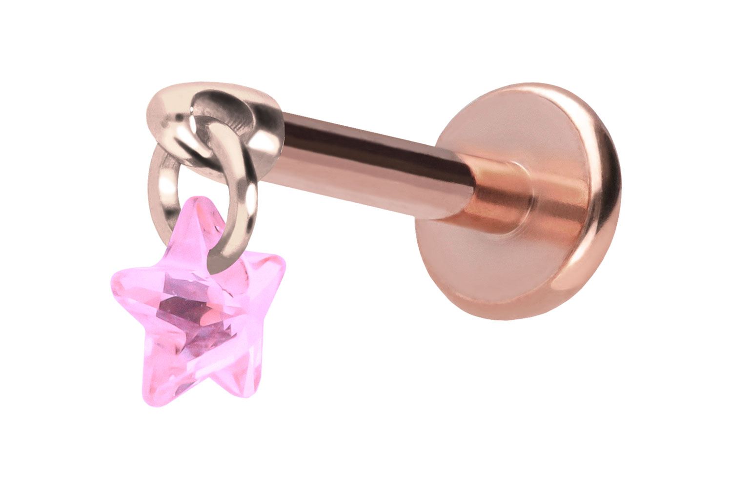 Titanium labret with push fit CRYSTAL STAR