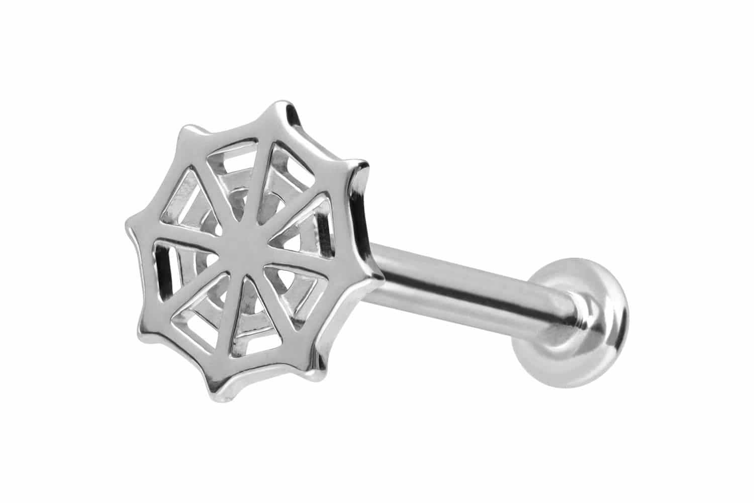 14 Karat Gold Labret mit Innengewinde SPINNENNETZ