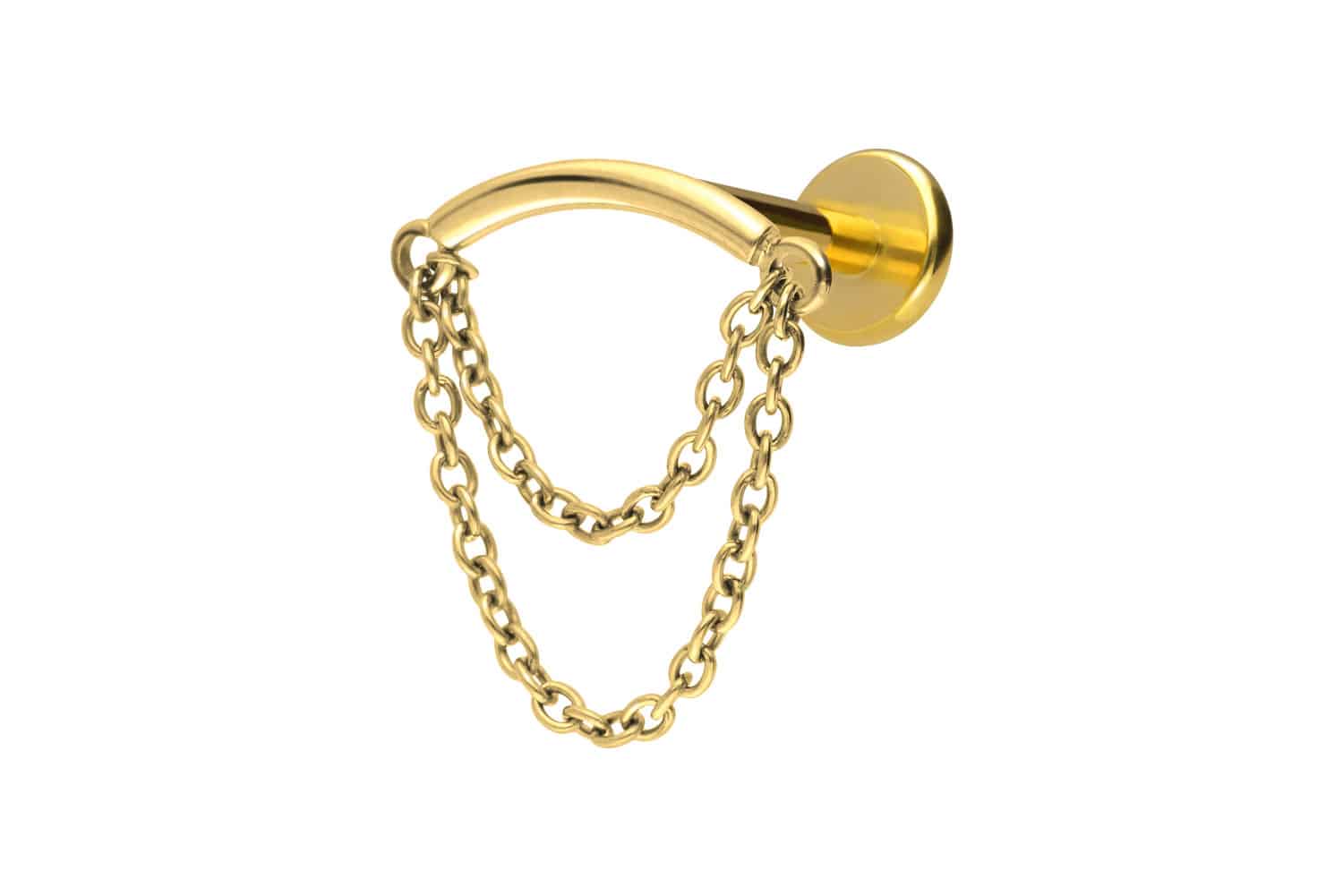 Titanium labret with internal thread ARCH + 2 CHAINS