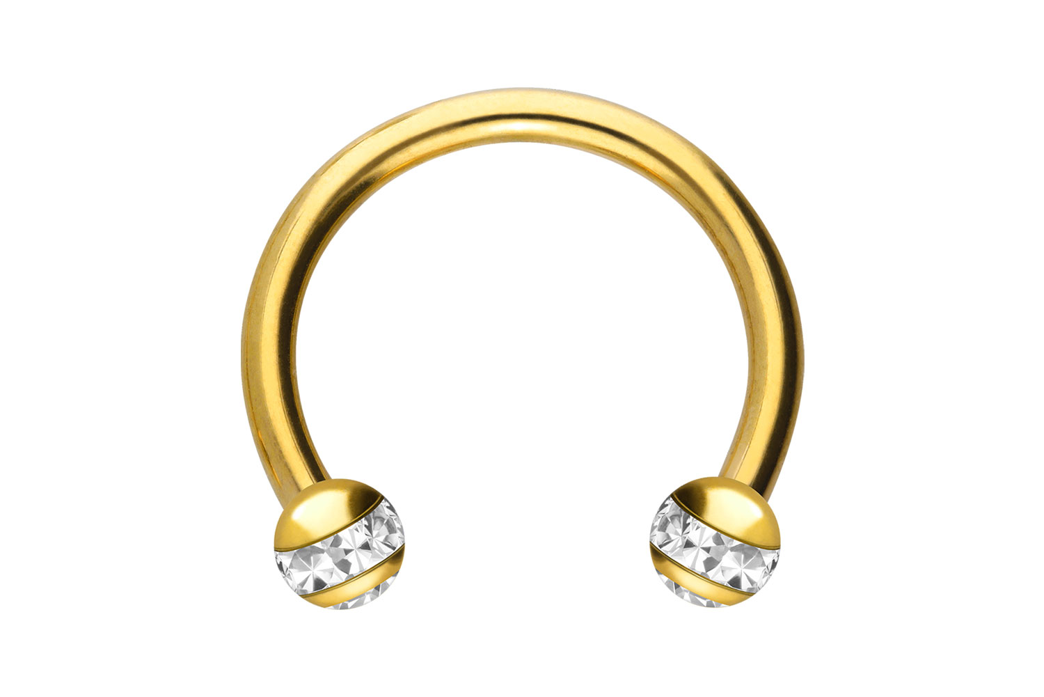 Chirurgenstahl Hufeisenring EPOXY-RING-KUGELN + KRISTALLE