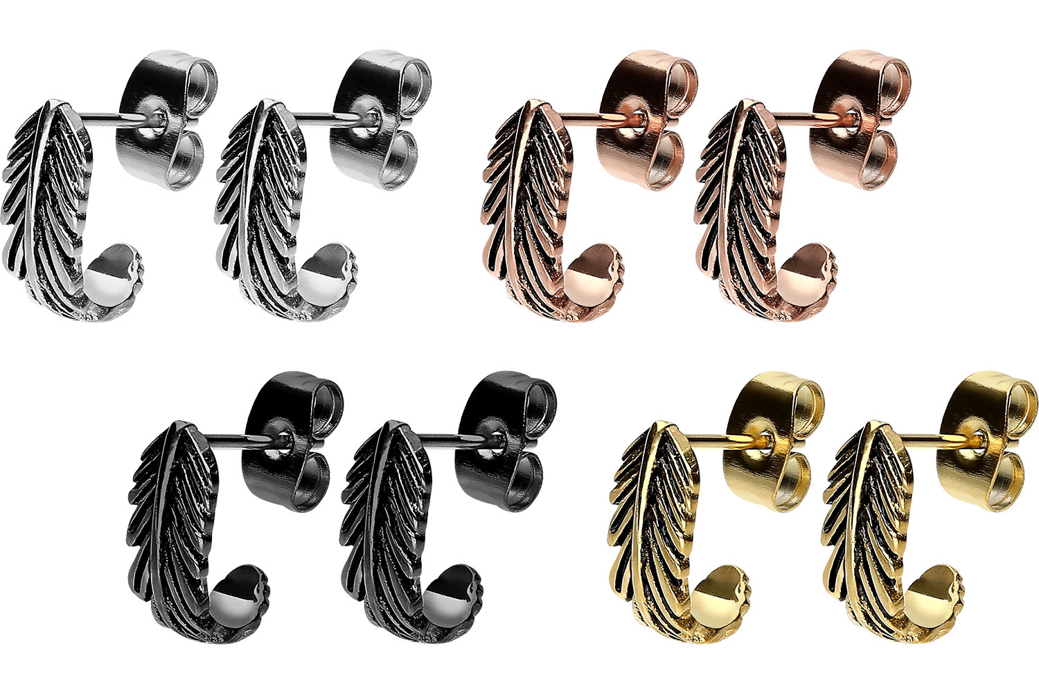 Surgical steel ear studs FEATHER ++SALE++