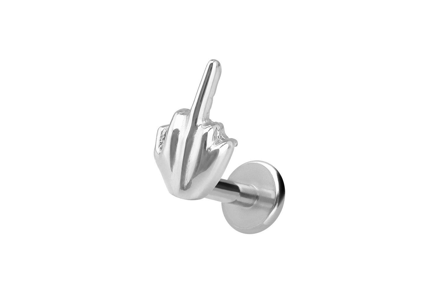 Titanium labret with internal thread MIDDLE FINGER