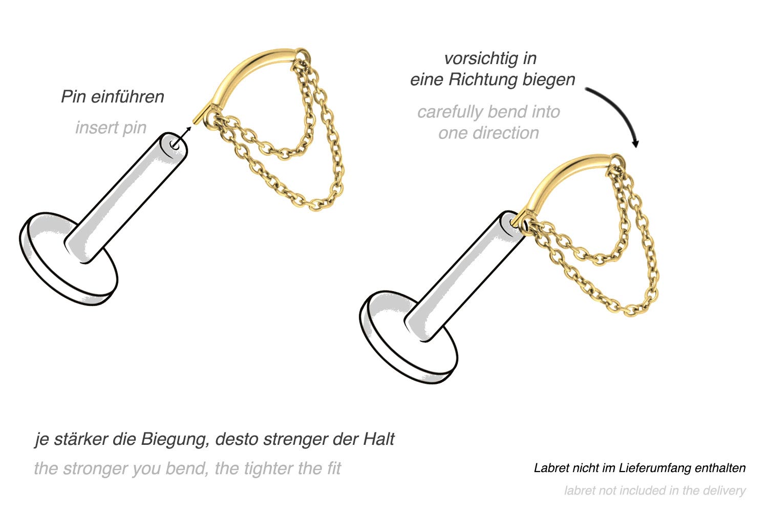 Titanium attachment with push pin ARCH + 2 CHAINS