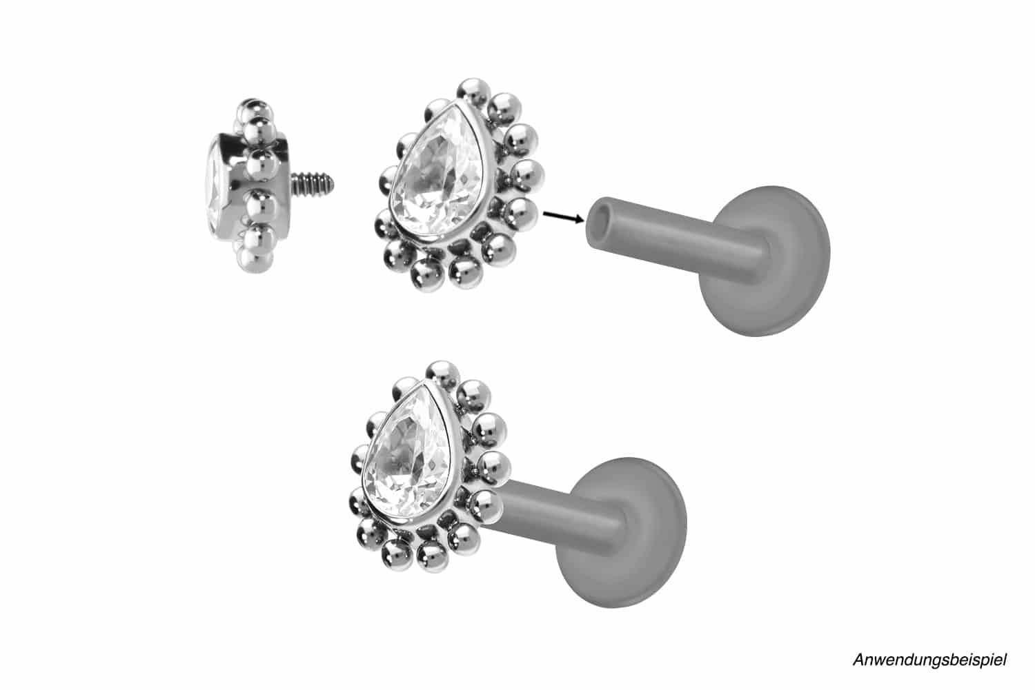 PTFE labret with internal thread without ball