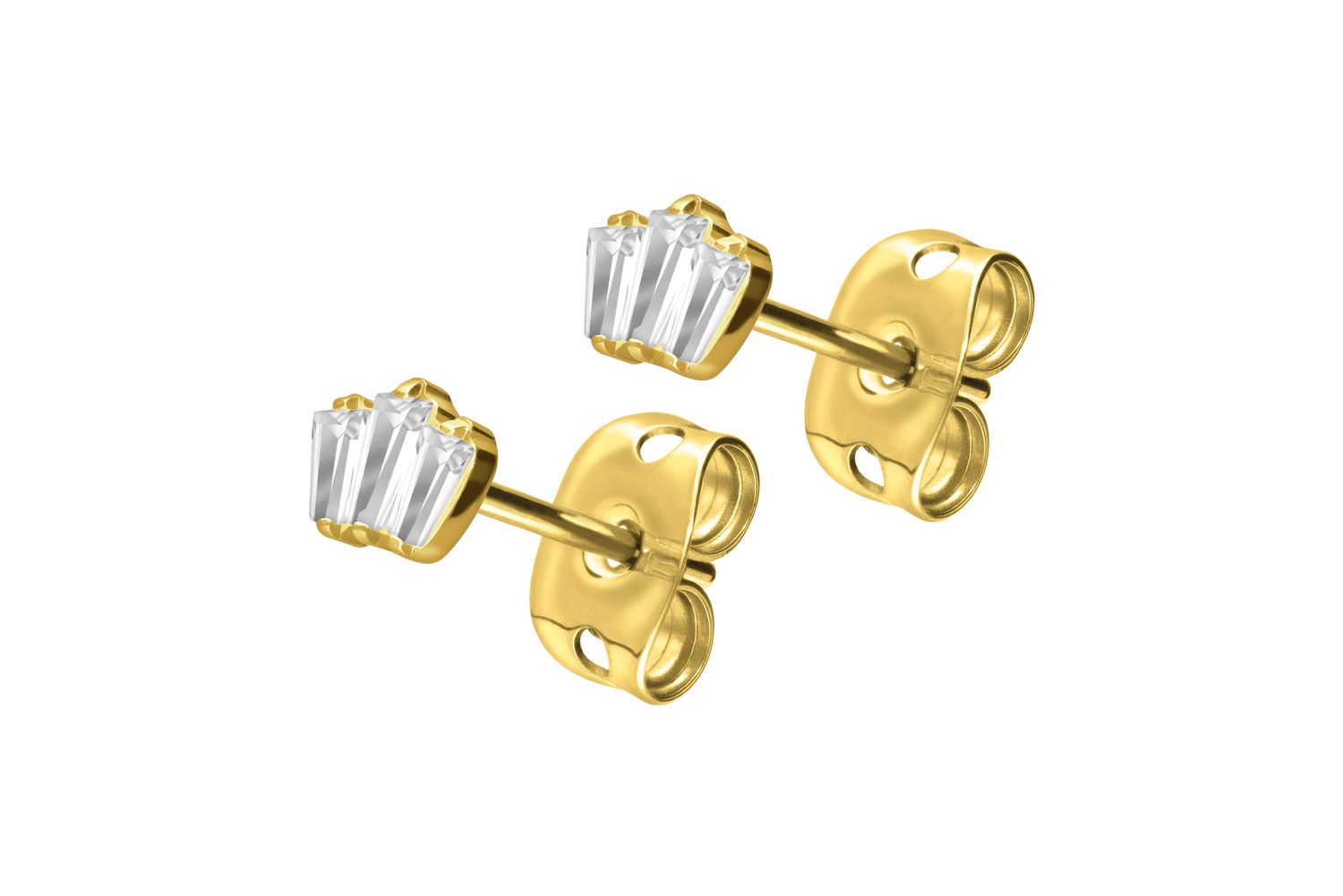Titan Ohrstecker 3 EINGEFASSTE KRISTALLRECHTECKE