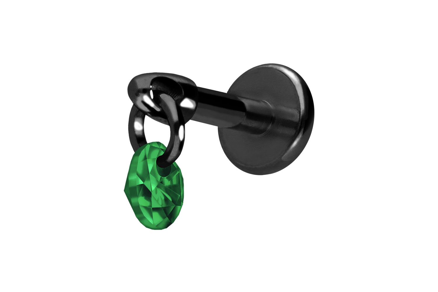 Titanium labret with internal thread ROUND CRYSTAL