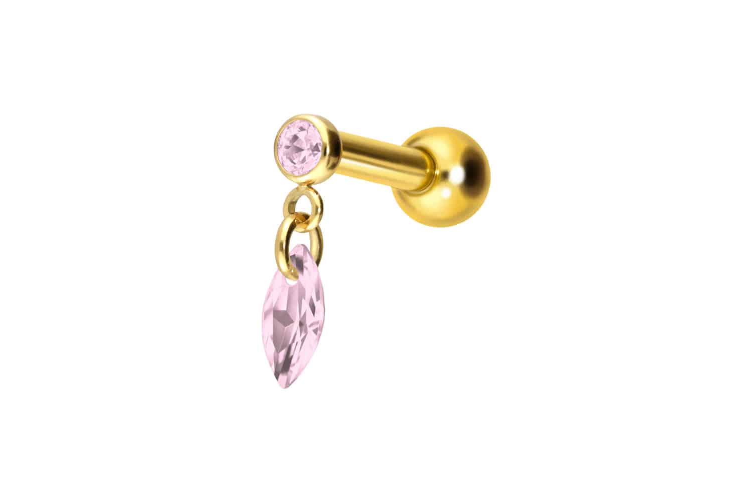 Titanium ear piercing with internal thread CRYSTAL OVAL