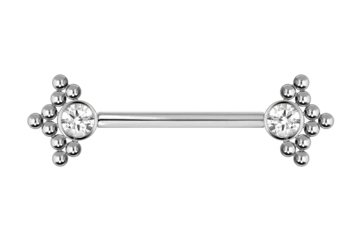 Titanium barbell with push fit CRYSTAL + 3 SPHERICAL TRIANGLES