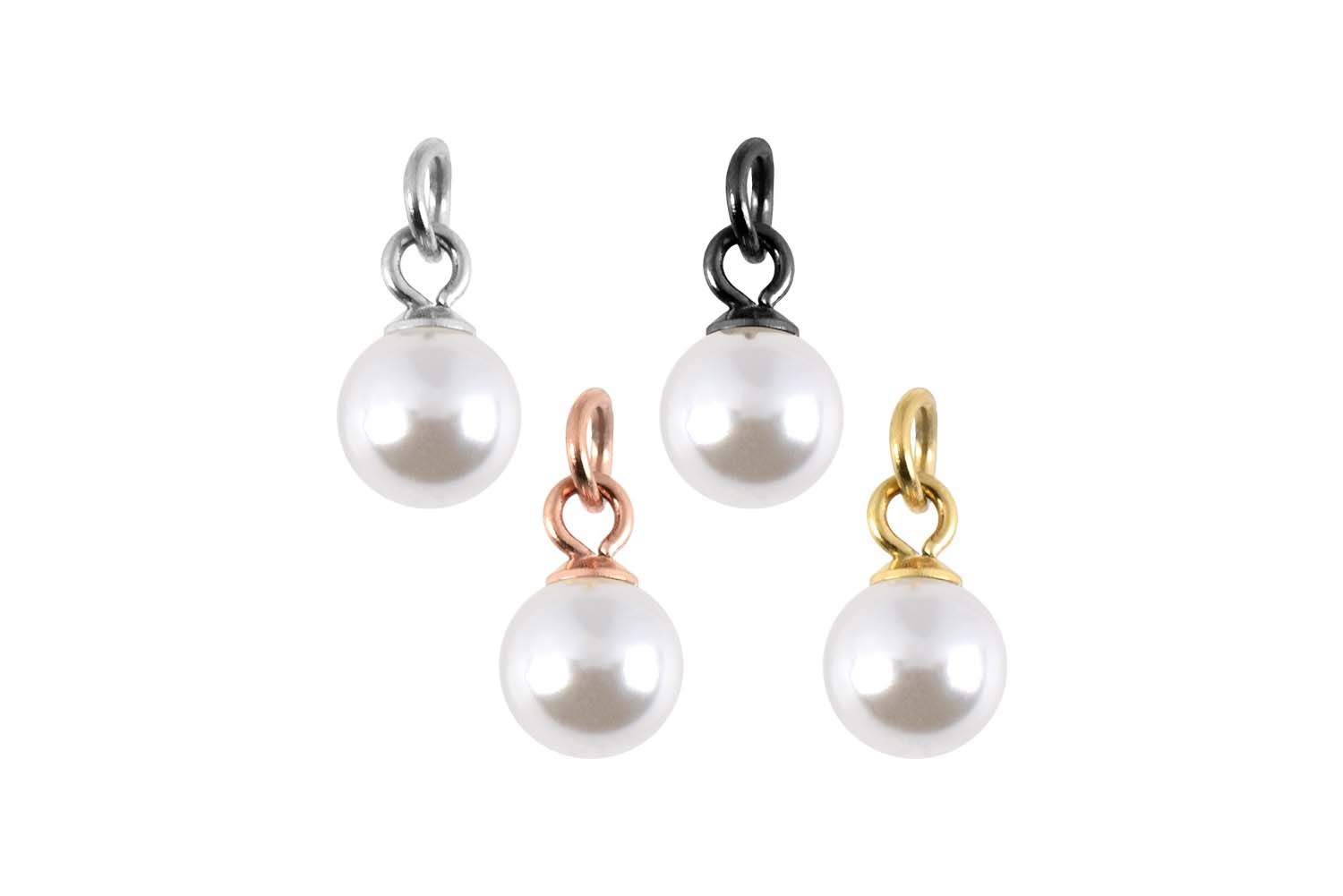 Surgical steel pendant for clickers SYNTHETIC PEARL