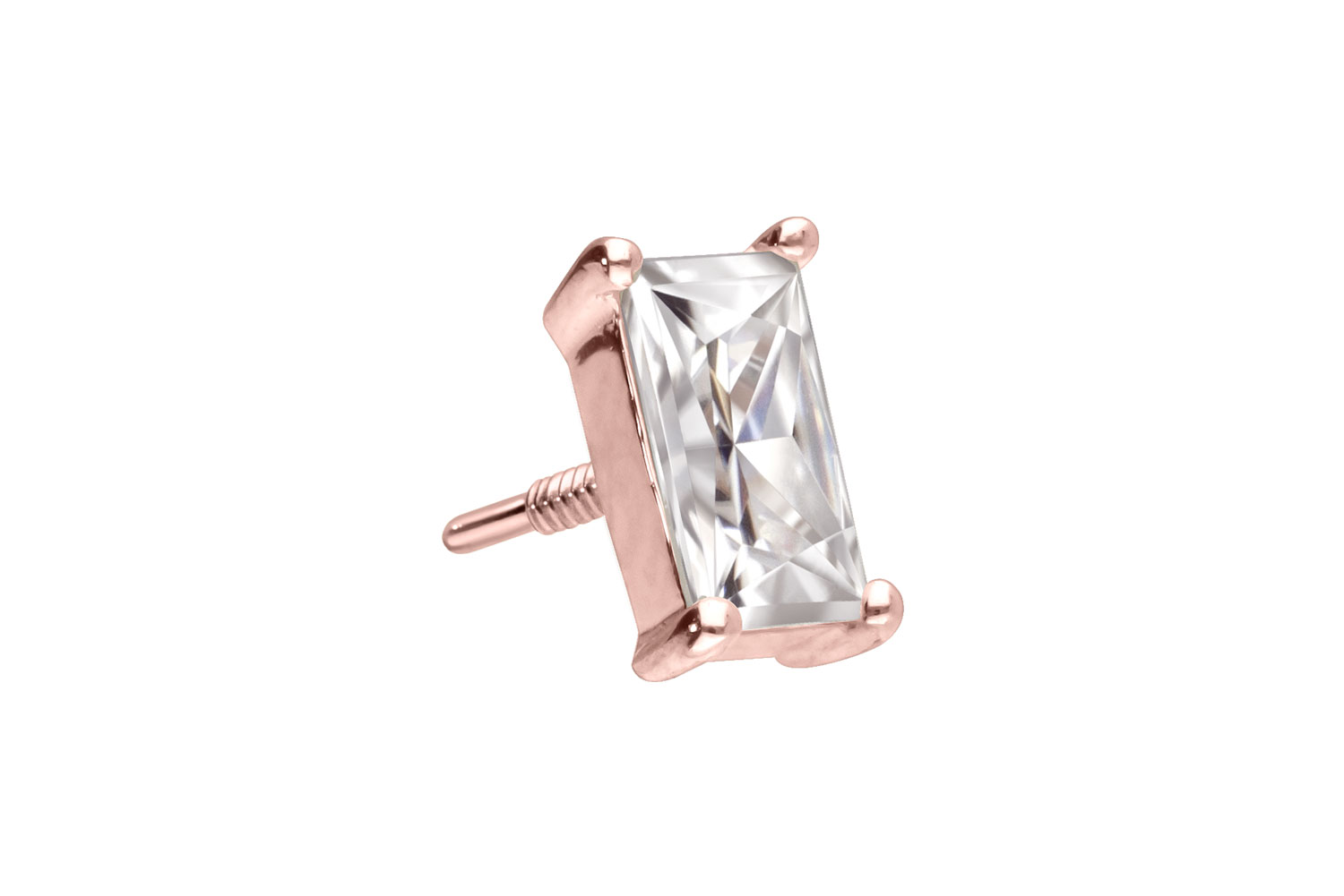 14 carat gold screw-in attachment with external thread MOISSANITE RECTANGLE