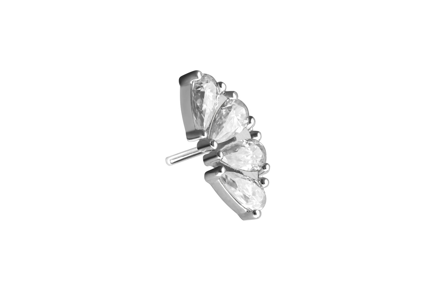 14 Karat Gold Aufsatz mit Titan Push Pin MOISSANIT-BOGEN