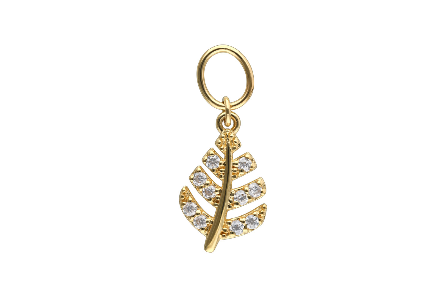 18 carat gold pendant for clickers MOISSANITE LEAF