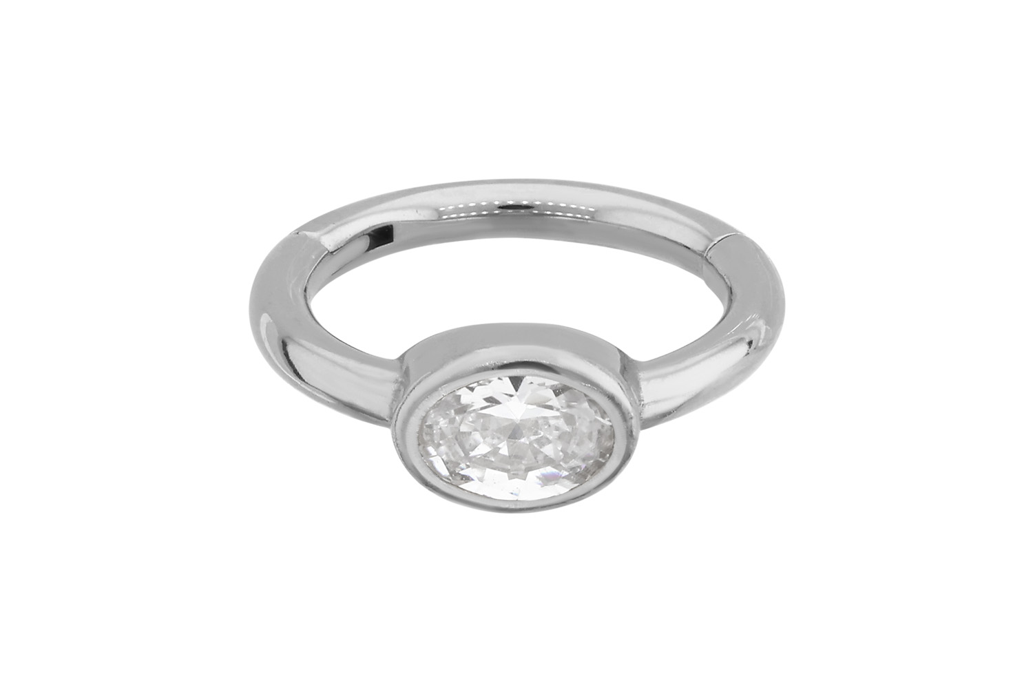 Surgical steel segment ring clicker OVAL CRYSTAL