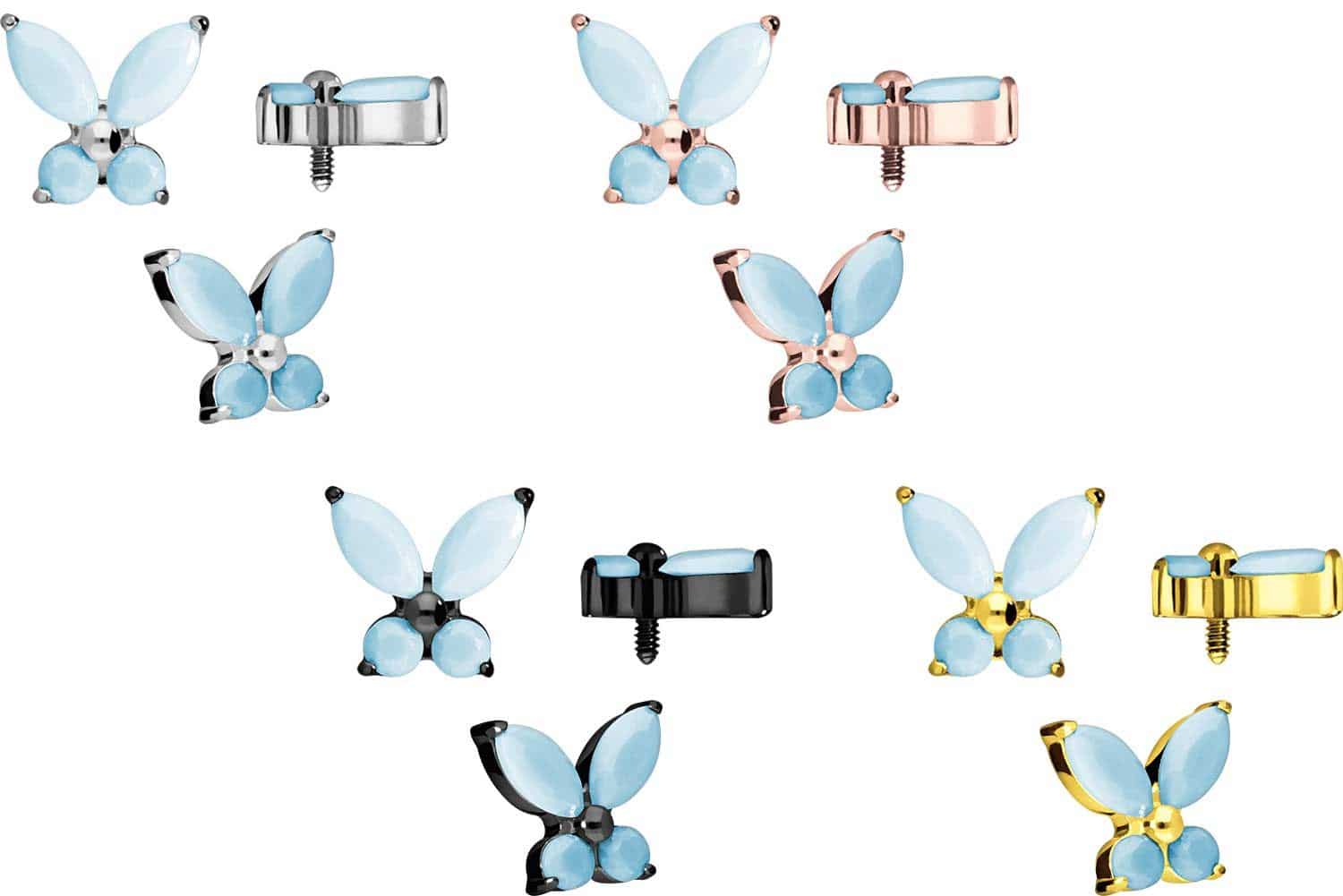 Titanium screw-in attachment with external thread BUTTERFLY + TURQUOISE