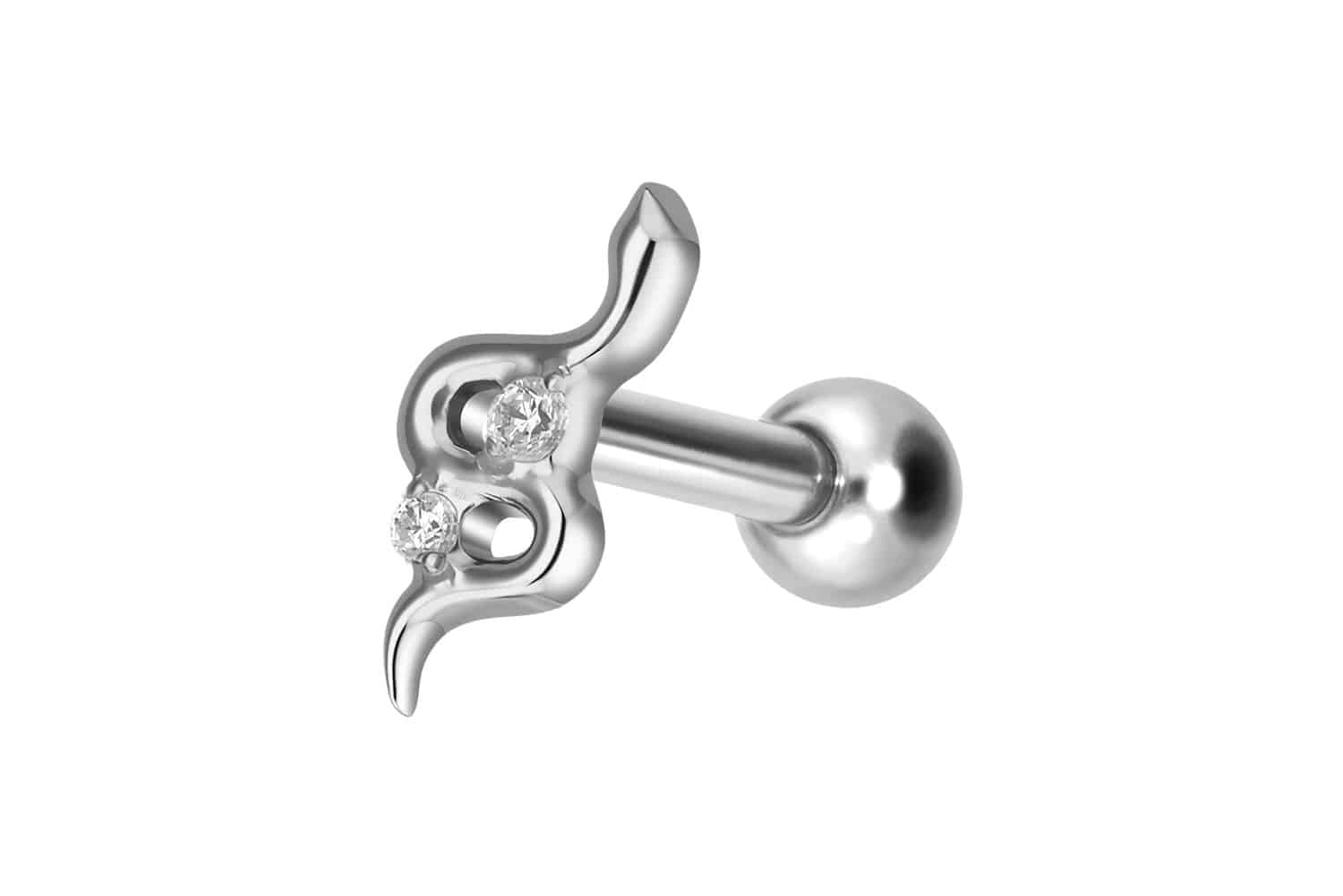 Titanium ear piercing with internal thread SNAKE