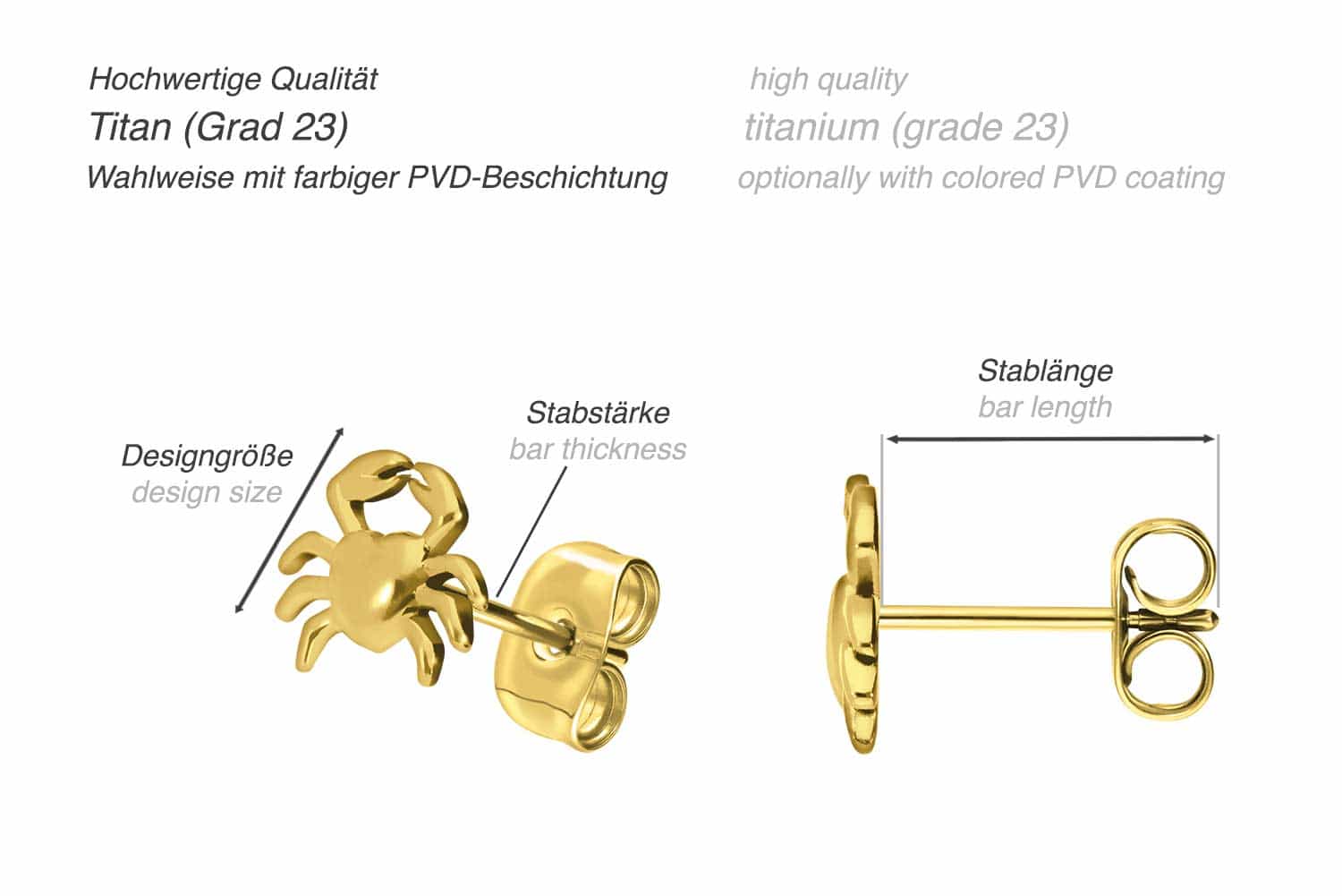 Titan Ohrstecker KRABBE