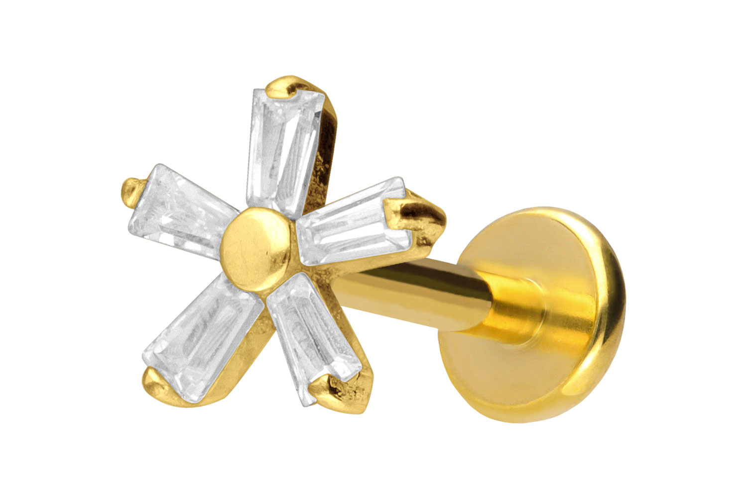 Titanium labret with push fit CRYSTAL FLOWER