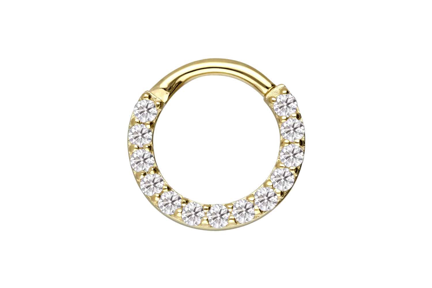 14/18 Karat Gold Segmentring Clicker EINGEFASSTE MOISSANITE