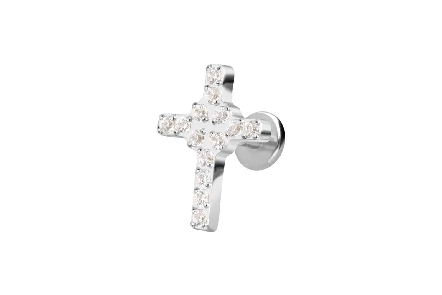 Titanium labret with internal thread CRYSTAL CROSS