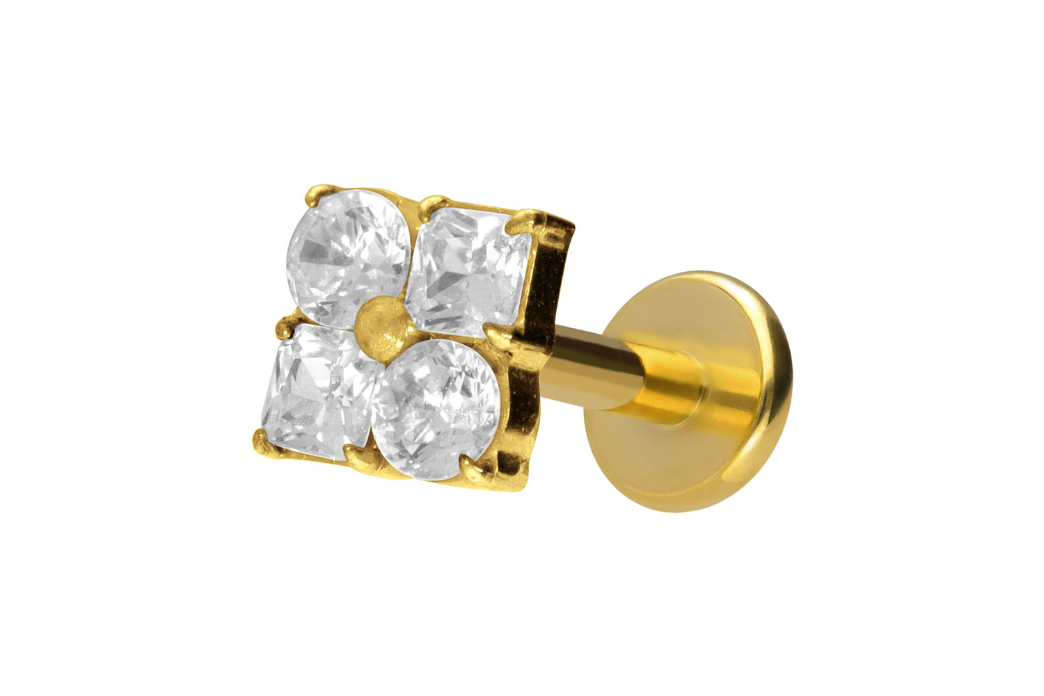 Titanium labret with internal thread CRYSTAL FLOWER Titanium labret with internal thread CRYSTAL FLOWER