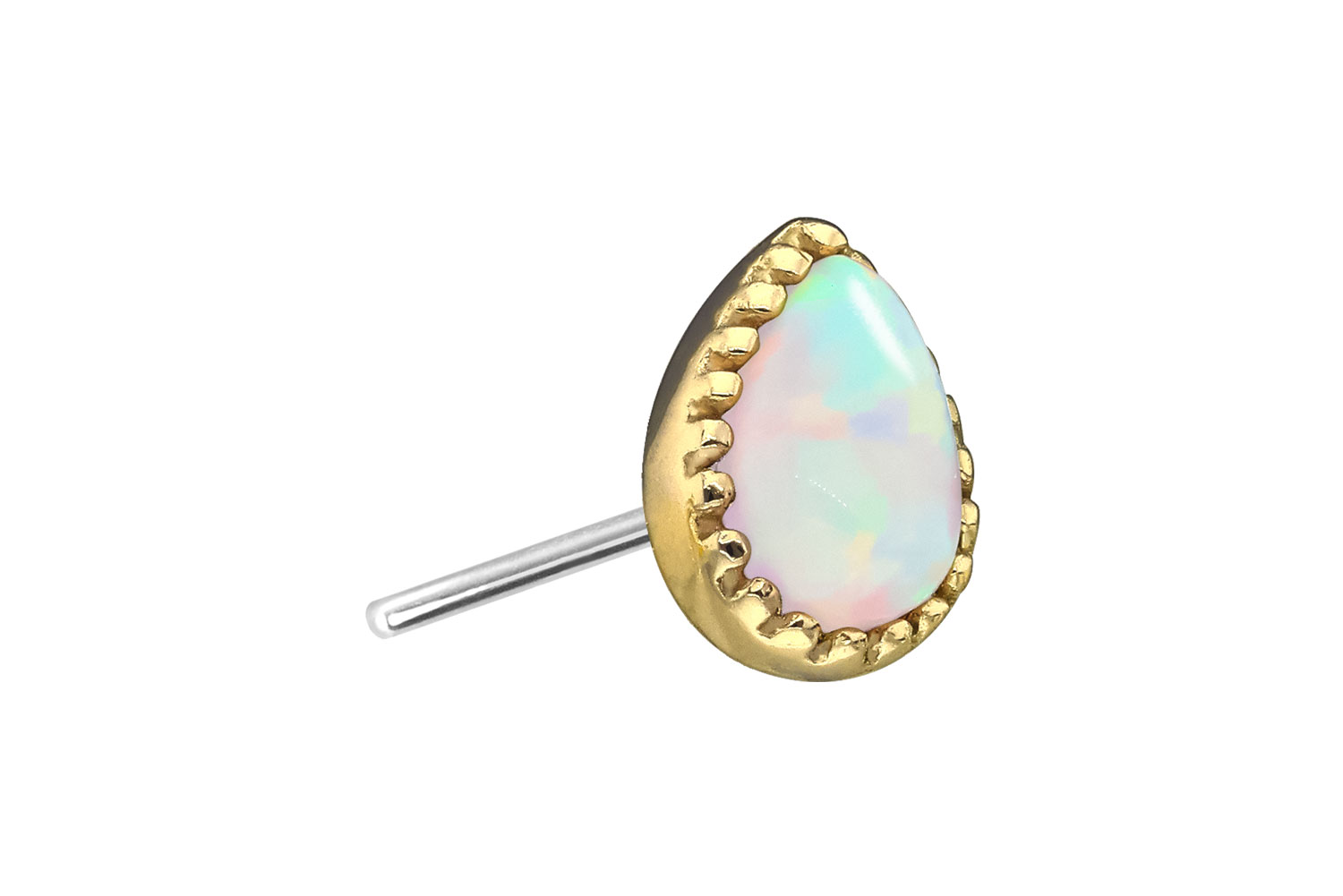 14 Karat Gold Aufsatz mit Titan Push Pin SYNTHETISCHER OPALTROPFEN
