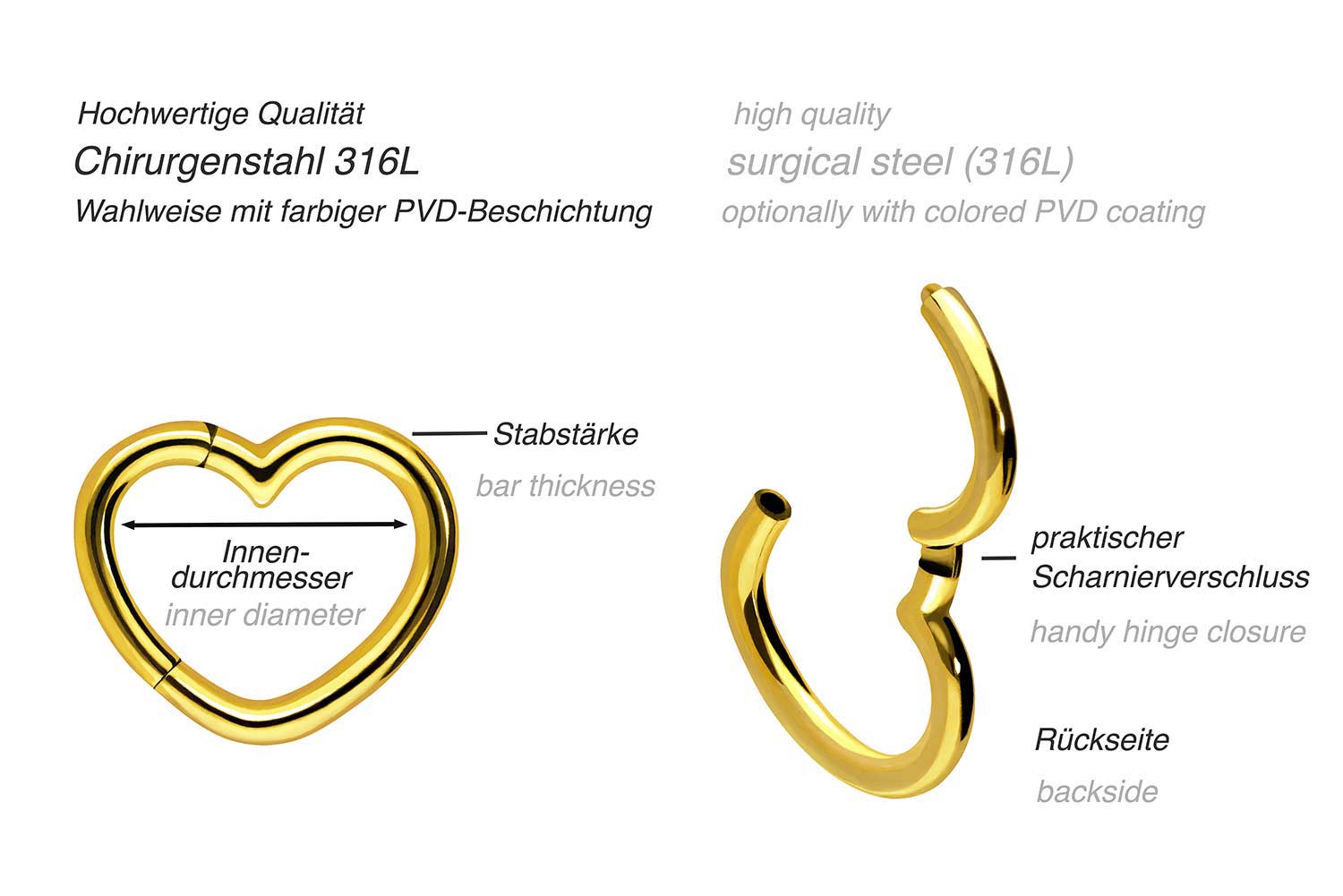 Surgical steel clicker HEART