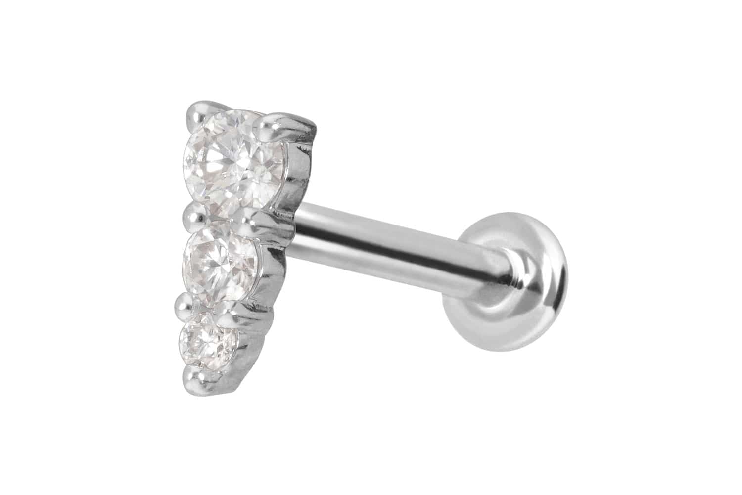 14 Karat Gold Labret mit Push Fit MOISSANIT-EISZAPFEN