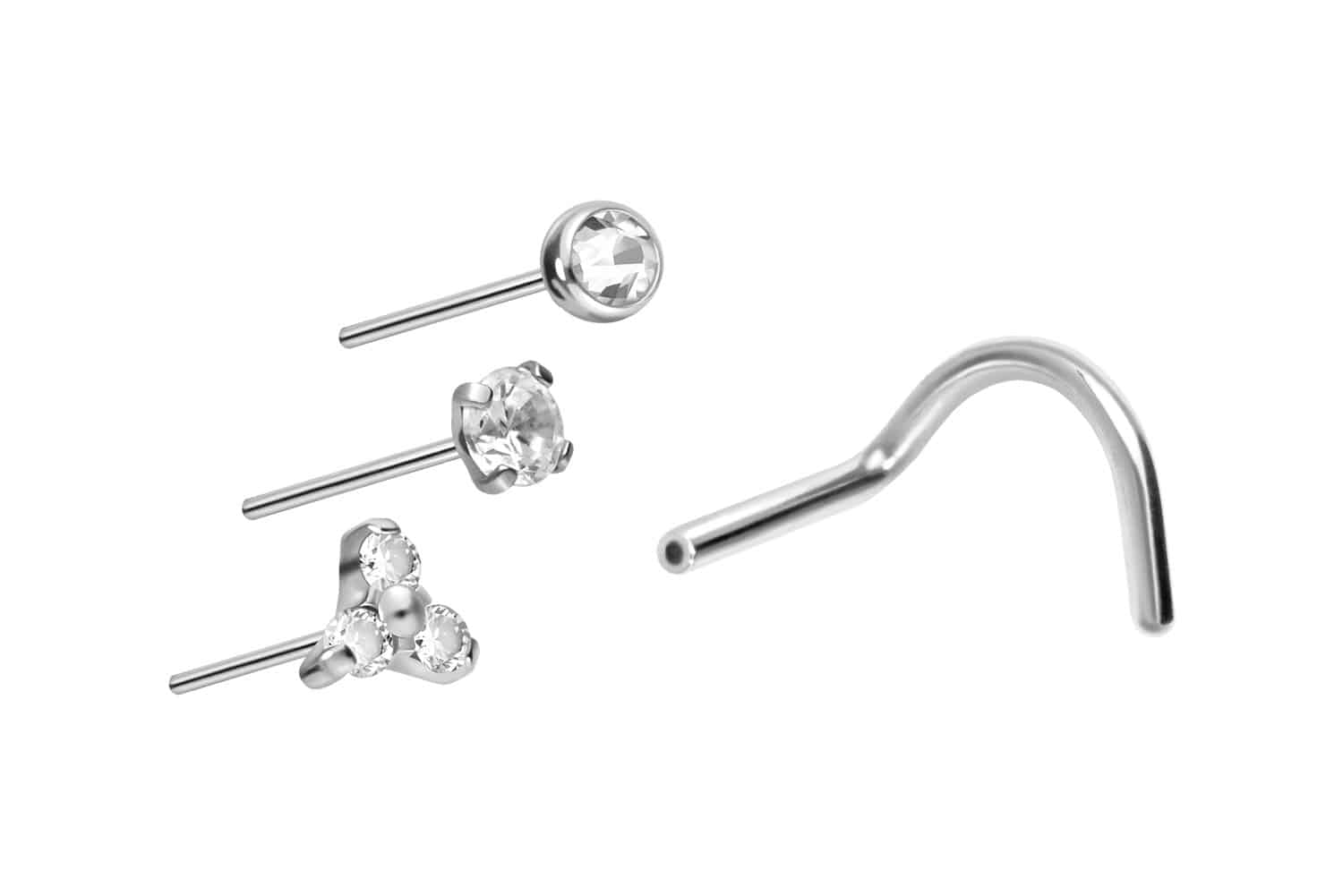 Titanium nose stud spiral with push fit ATTACHMENT MIX