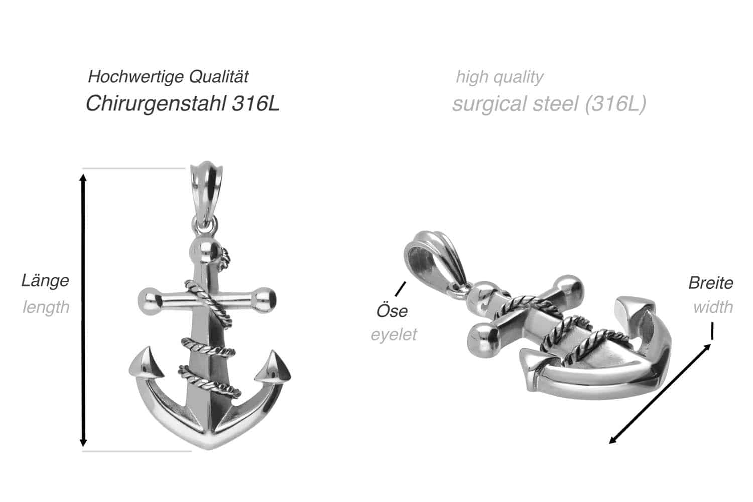 Surgical steel pendant ANCHOR