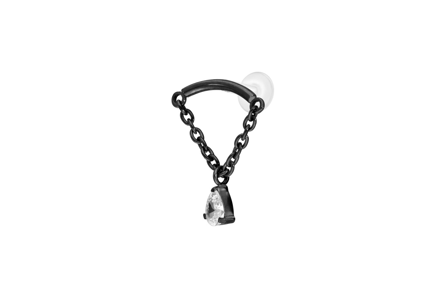 PTFE labret with internal thread + titanium attachment ARCH + CHAIN + CRYSTAL DROP