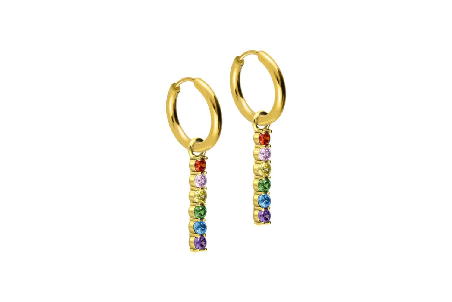 Surgical steel ear clicker creoles MULTICOLORED CRYSTAL BAR