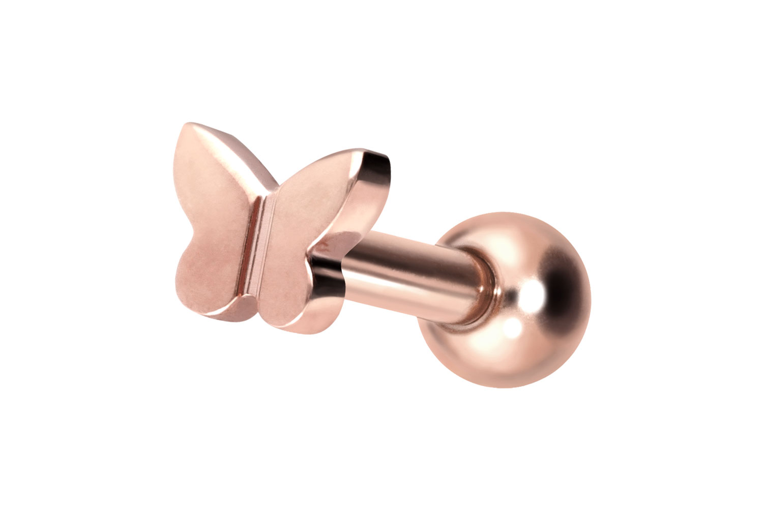 Titanium ear piercing with internal thread BUTTERFLY