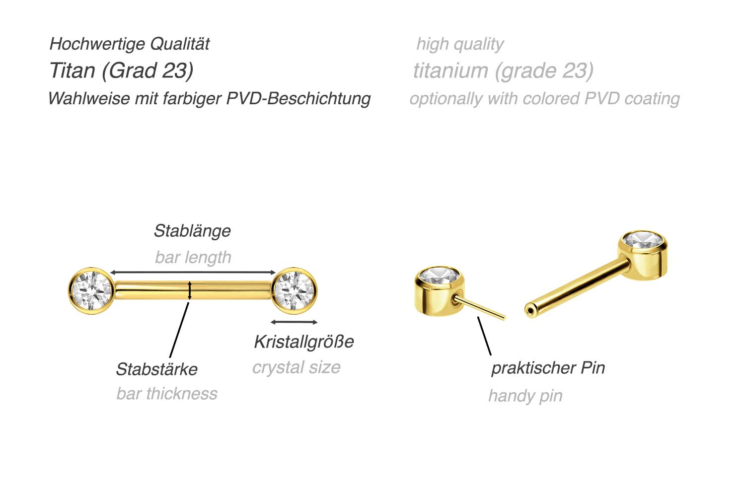 Titan Barbell mit Push Fit KRISTALL