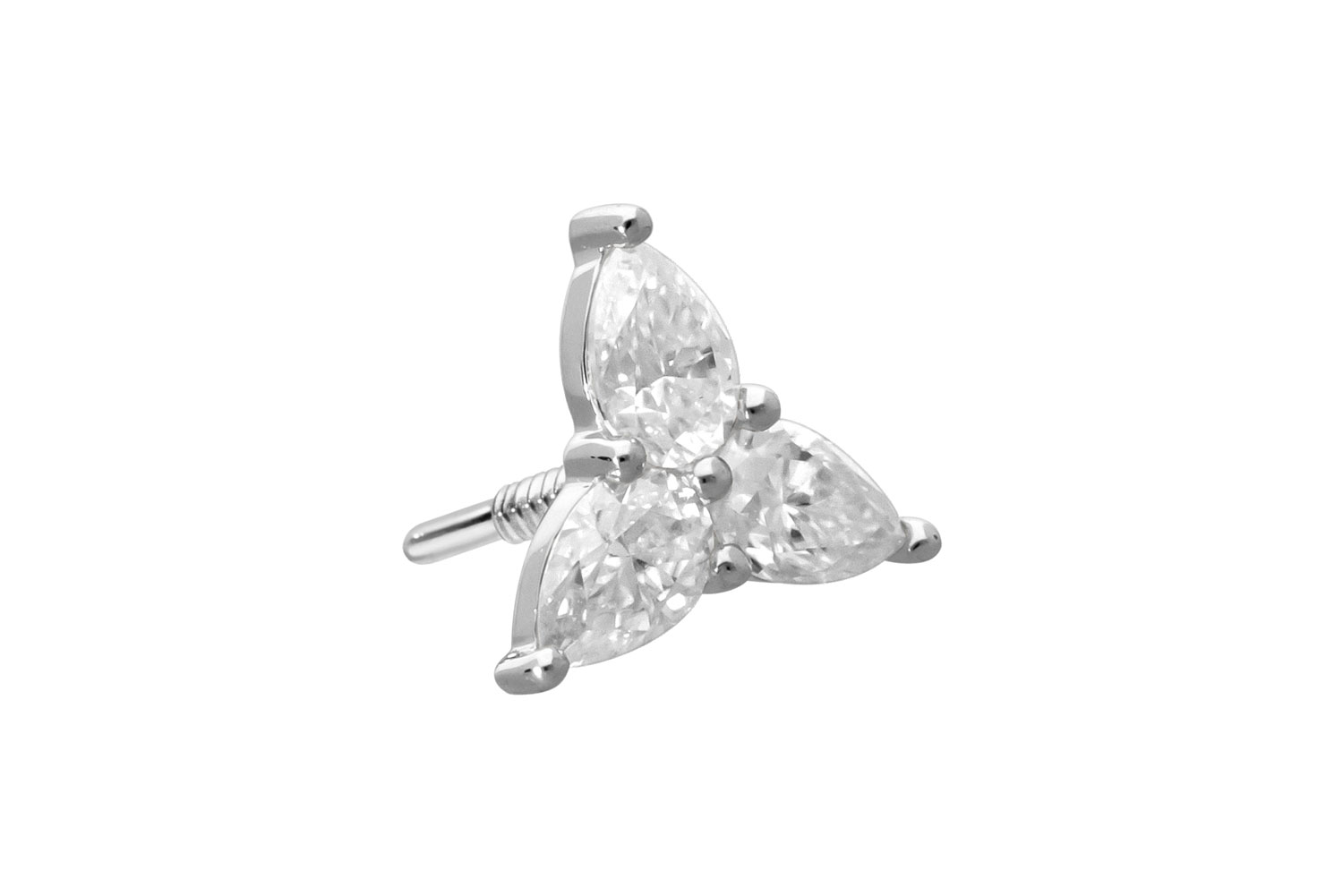 14 carat gold screw-in attachment with external thread MOISSANITE FLOWER