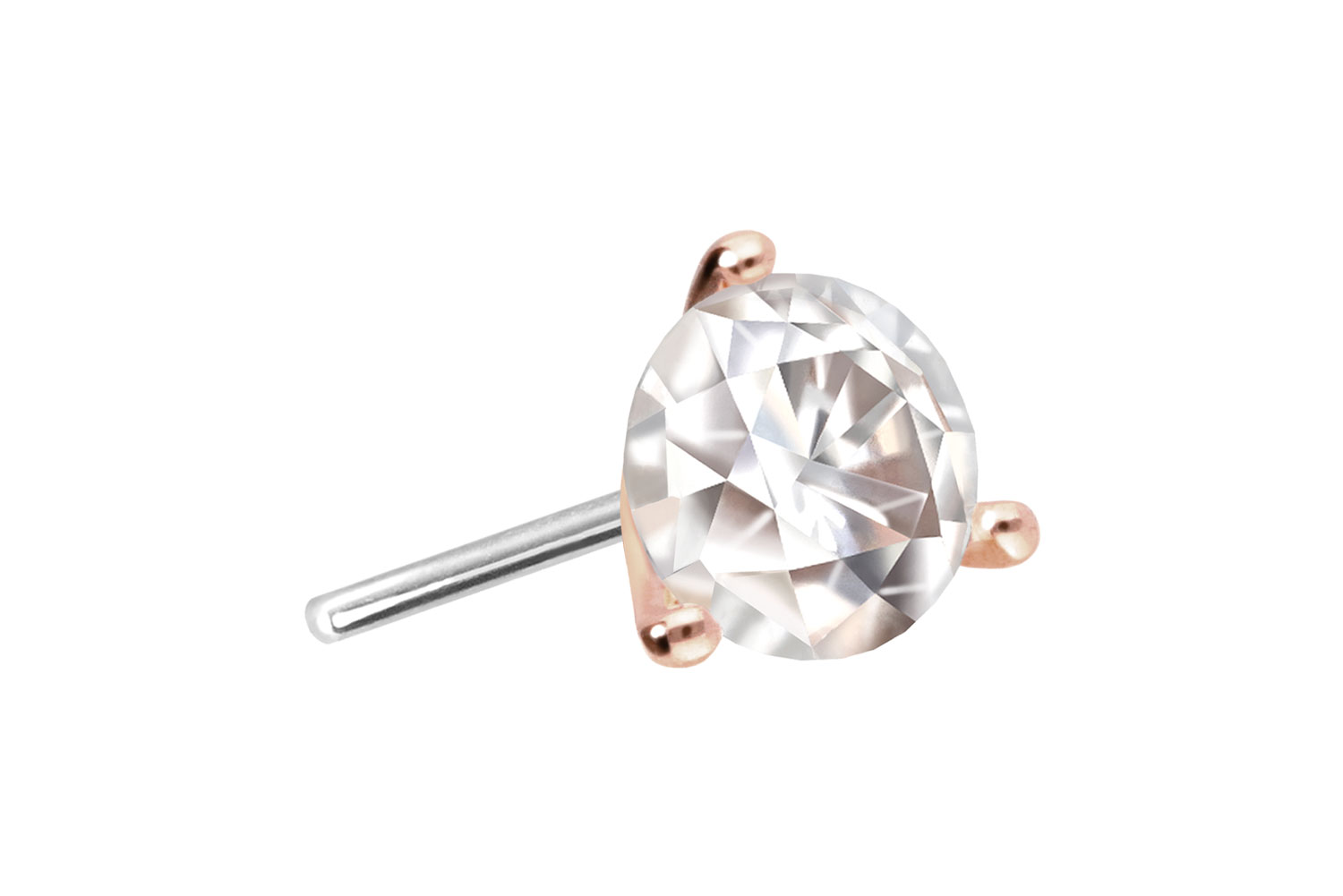 14 Karat Gold Aufsatz mit Titan Push Pin MOISSANIT