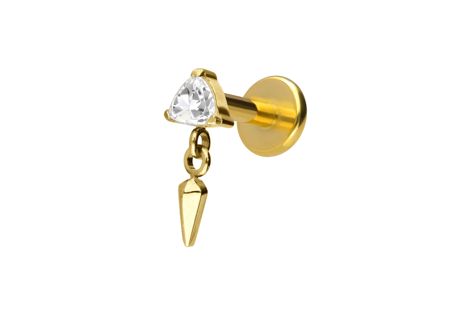 Titanium labret with internal thread CRYSTAL TRIANGLE + CONE