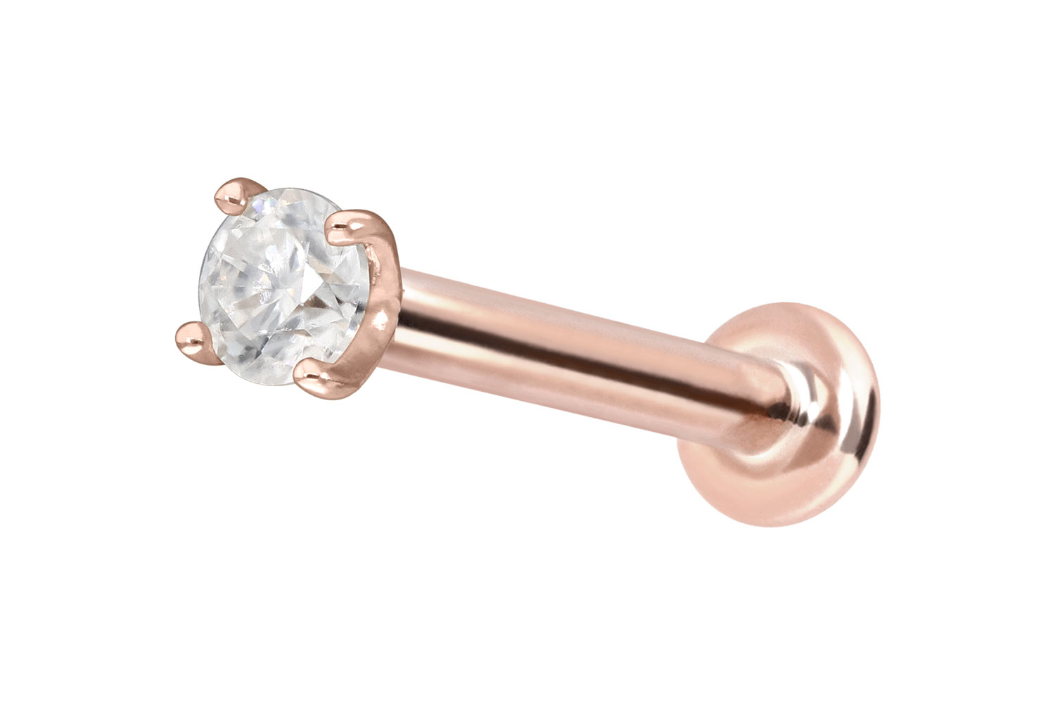 14 carat gold labret with internal thread MOISSANITE