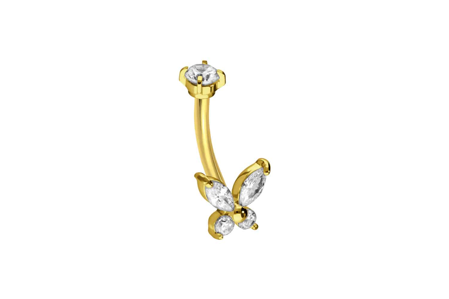 Titanium banana with push fit CRYSTAL BUTTERFLY Titanium banana with push fit CRYSTAL BUTTERFLY