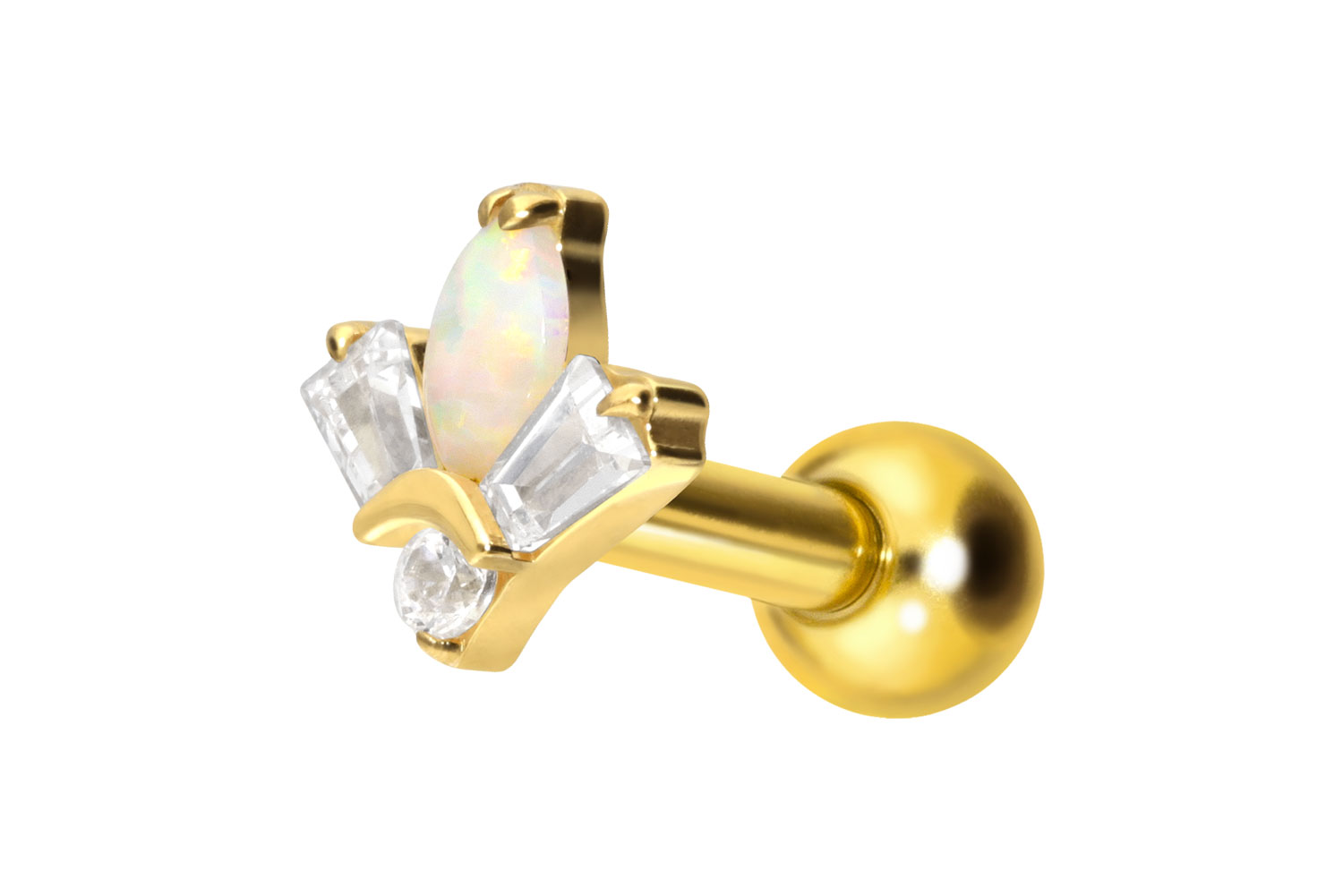 Titanium ear piercing with internal thread LOTUS BLOSSOM