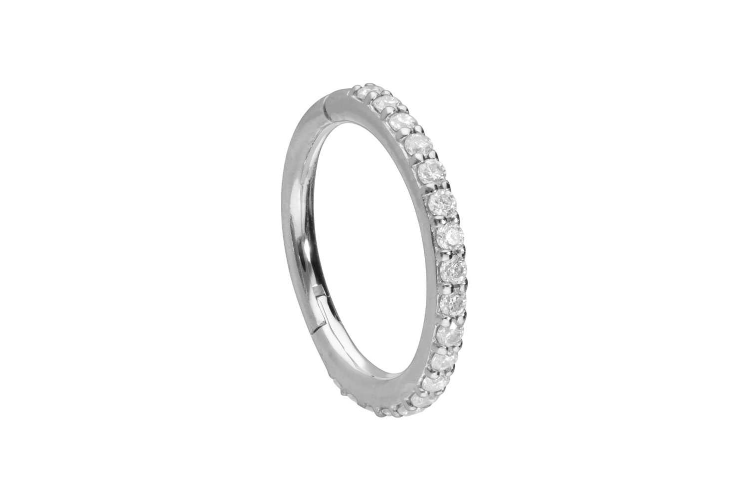 14/18 Karat Gold Segmentring Clicker EINGEFASSTE MOISSANITE