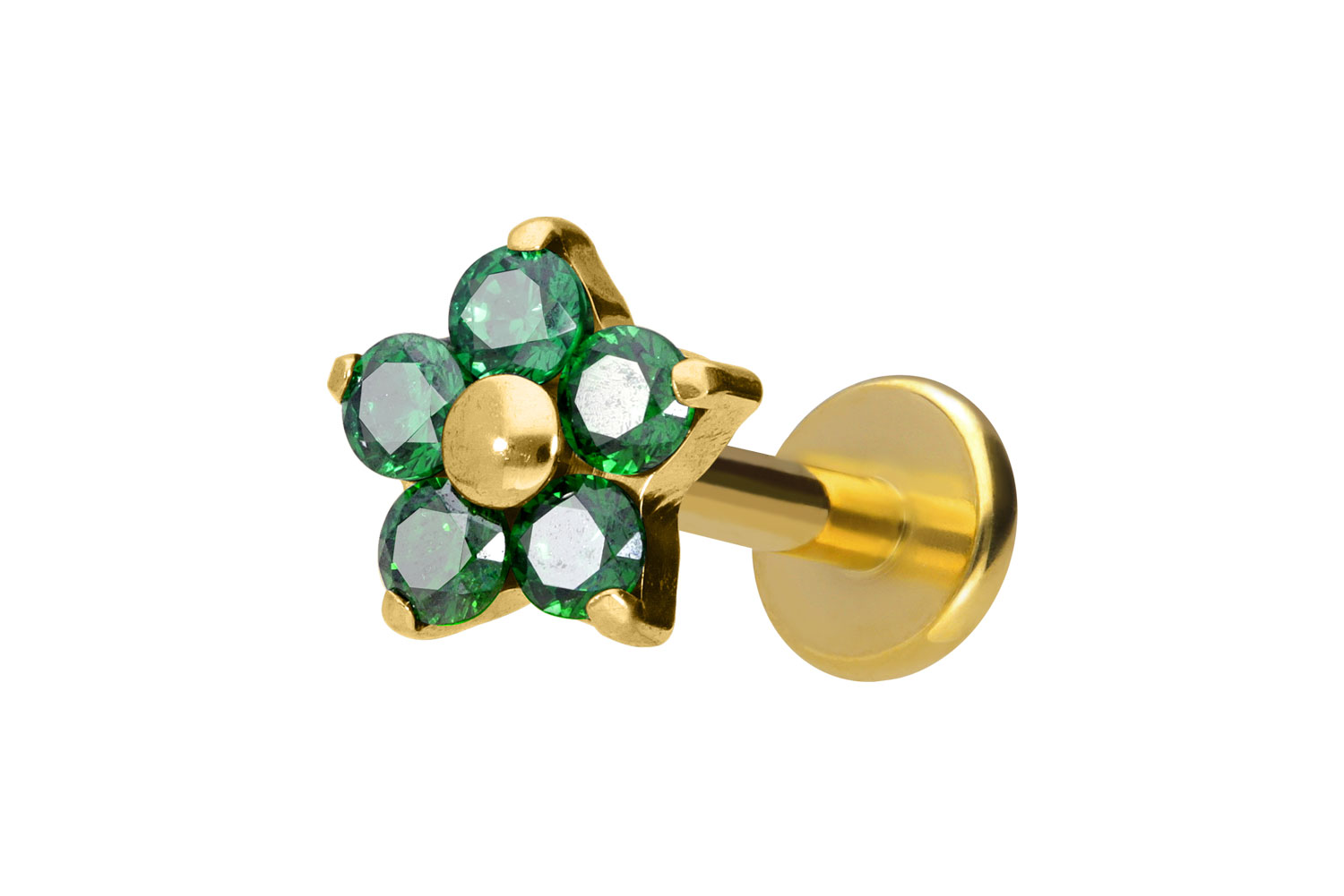 Titanium labret with internal thread CRYSTAL FLOWER