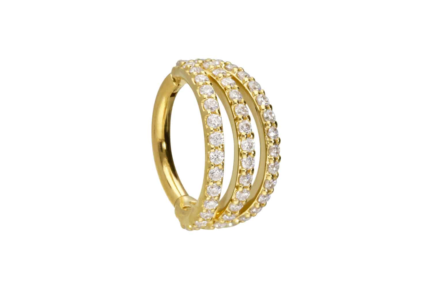 14/18 Karat Gold Segmentring Clicker EINGEFASSTE MOISSANITE + 3 RINGE