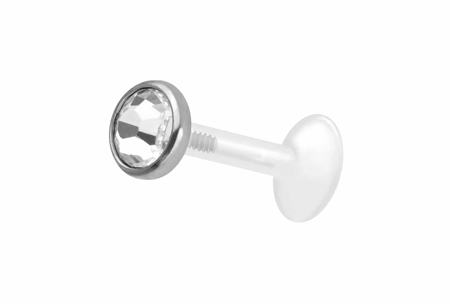 PTFE Labret mit Innengewinde + Titan-Aufsatz KRISTALLDISC