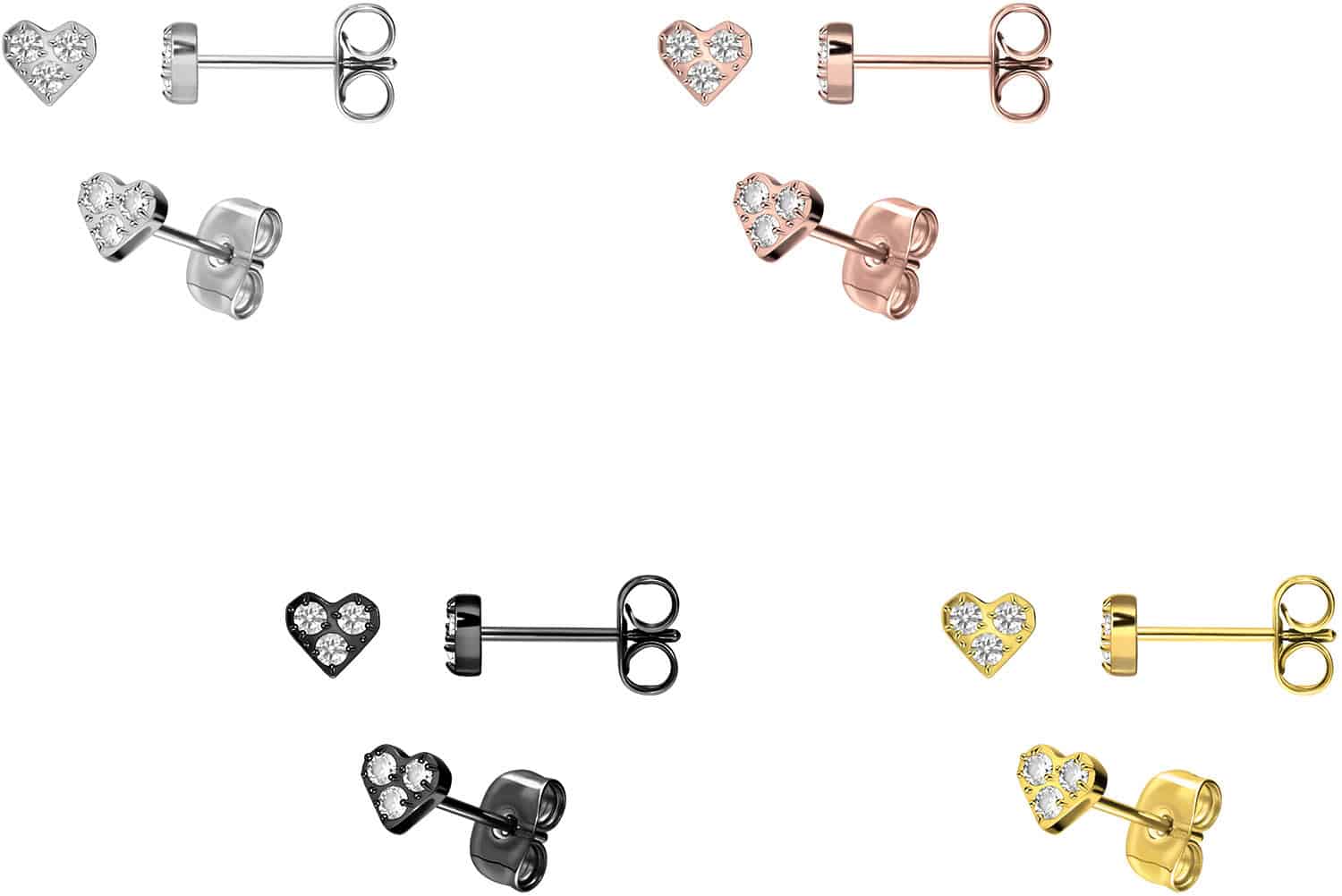 Titanium ear studs CRYSTAL HEART